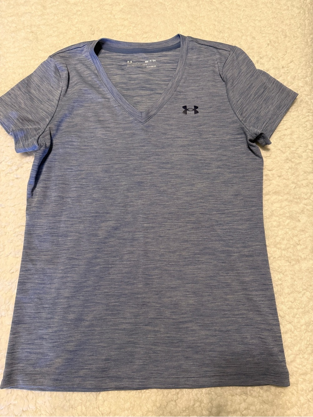 Under Armour Women's Light Heather Blue V-Neck Performance Tee